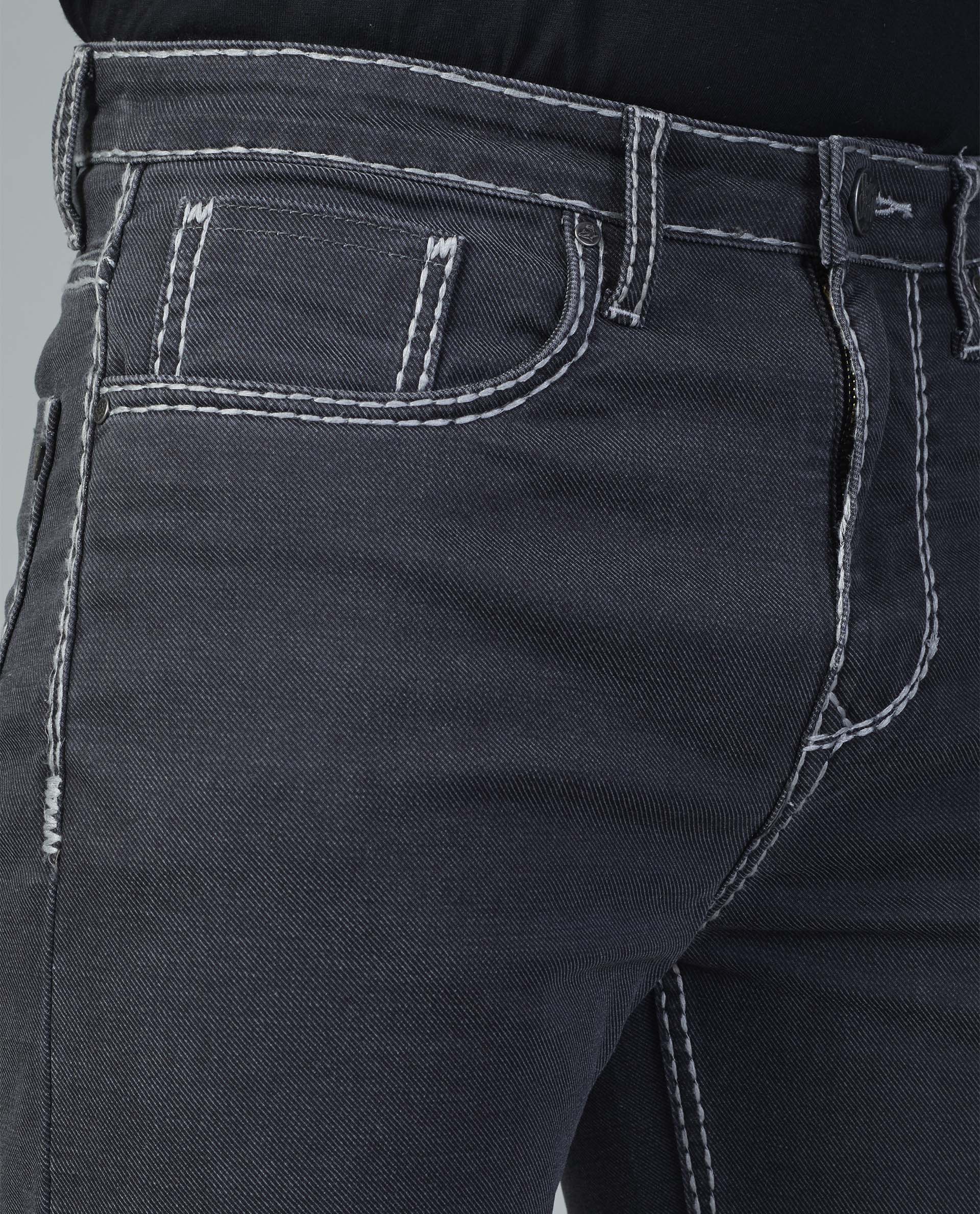 Men’s Saddle Stitch Straight Fit Jeans - Gunmetal Grey