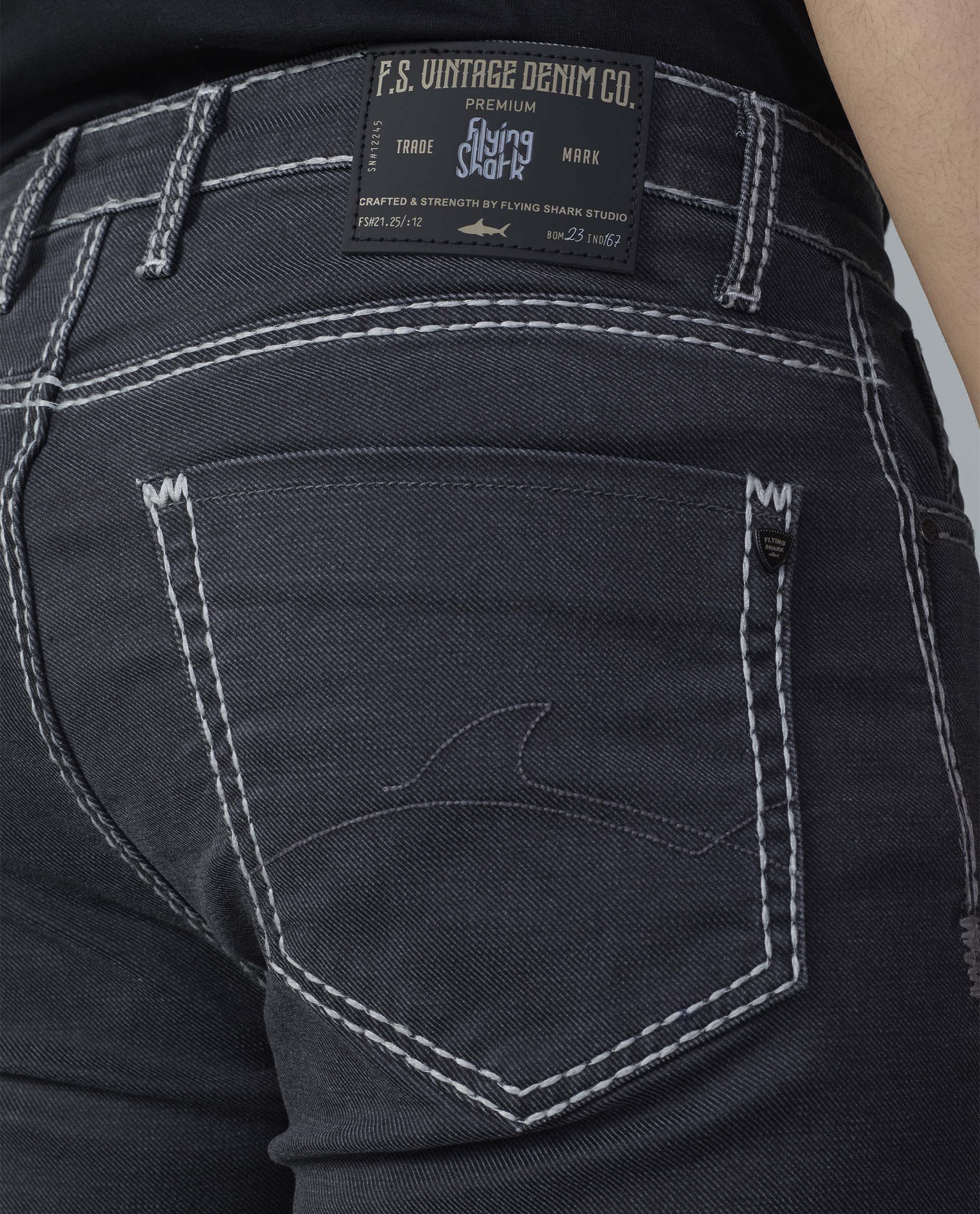 Men’s Saddle Stitch Straight Fit Jeans - Gunmetal Grey