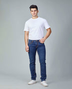 Premium Blue Denim Jeans Contrast Golden Stitching