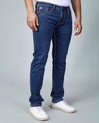 Premium Blue Denim Jeans Contrast Golden Stitching