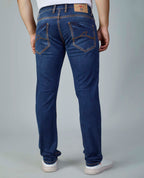 Premium Blue Denim Jeans Contrast Golden Stitching