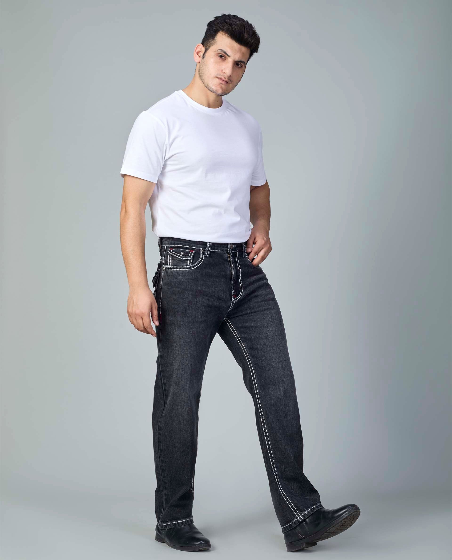 Men’s Washed Saddle Stitch Jeans