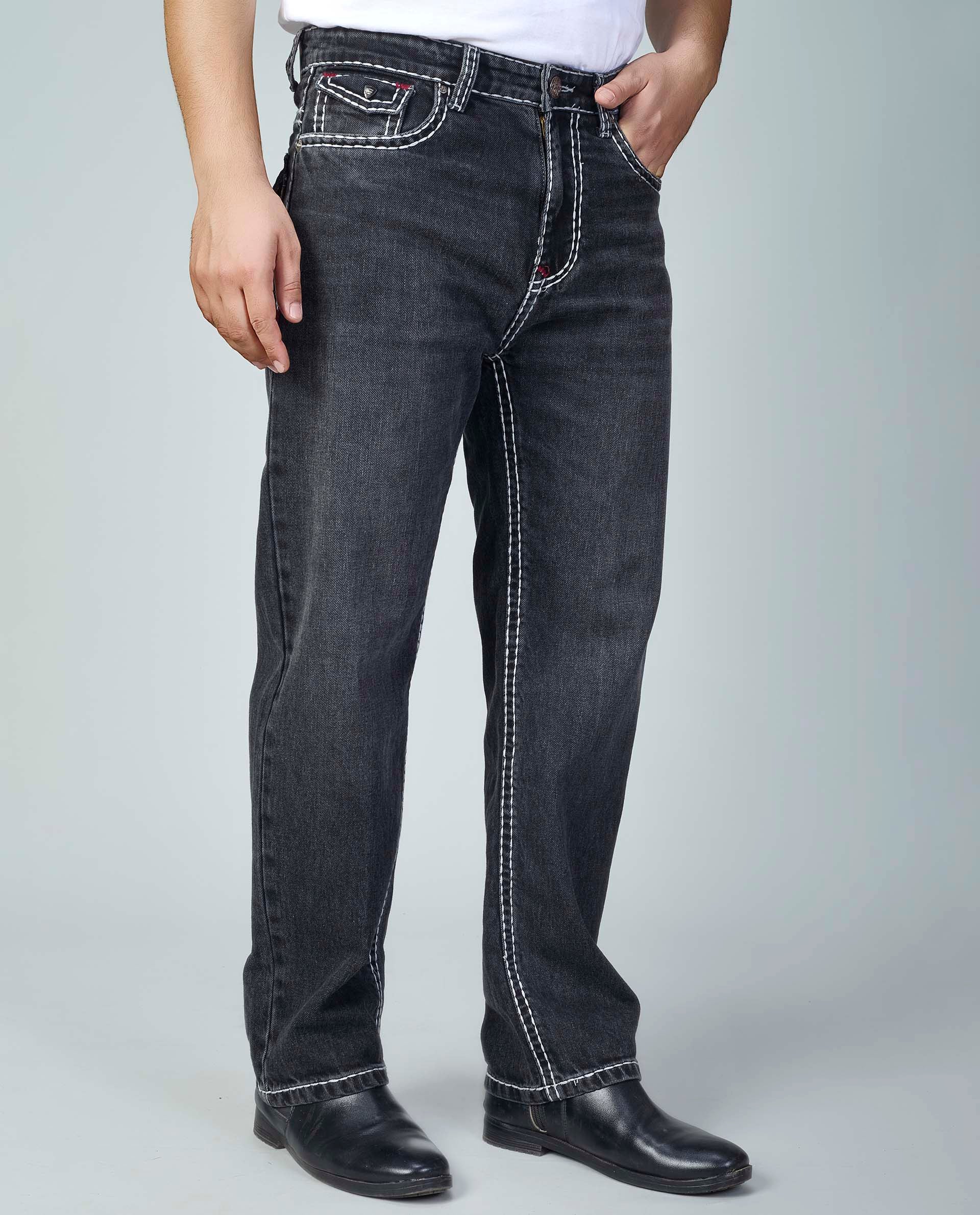 Men’s Washed Saddle Stitch Jeans