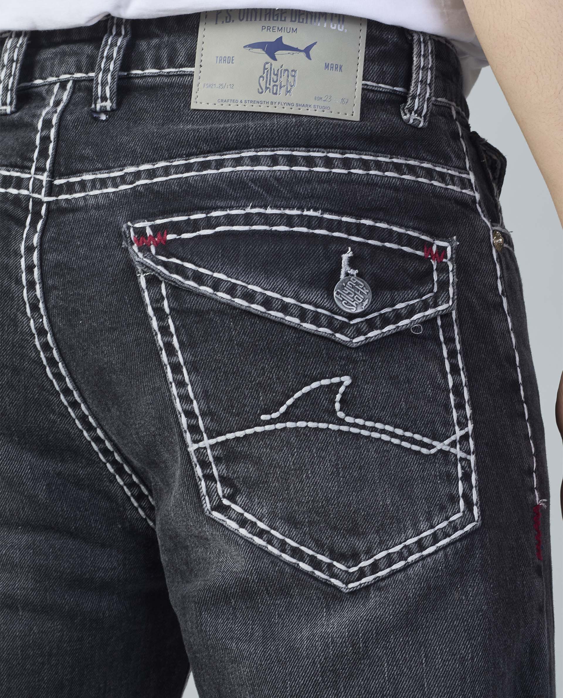 Men’s Washed Saddle Stitch Jeans