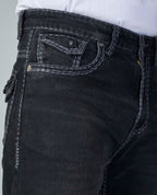 Men’s Washed Saddle Stitch Jeans - Grey Stitch