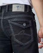 Men’s Washed Saddle Stitch Jeans - Grey Stitch