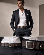 Men's Brown Leather Belt Flying Shark