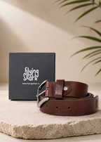 Men's Brown Leather Belt Flying Shark