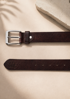 Men's Brown Leather Belt Flying Shark