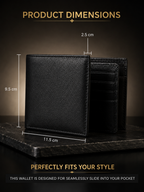 Plain matte Jet Black Leather Wallet Flying Shark