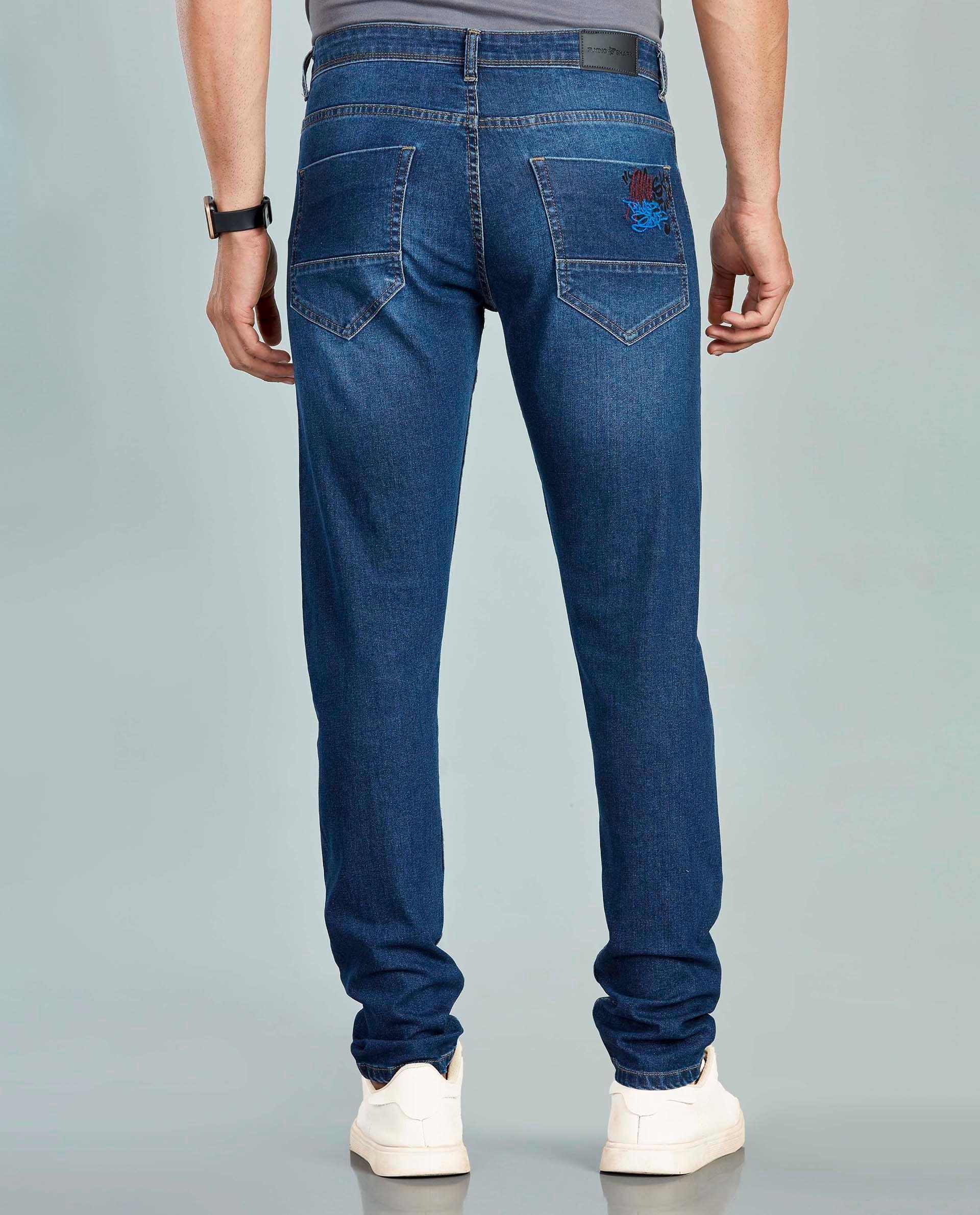 BLUE PATCHWORK SKINNY FIT JEANS