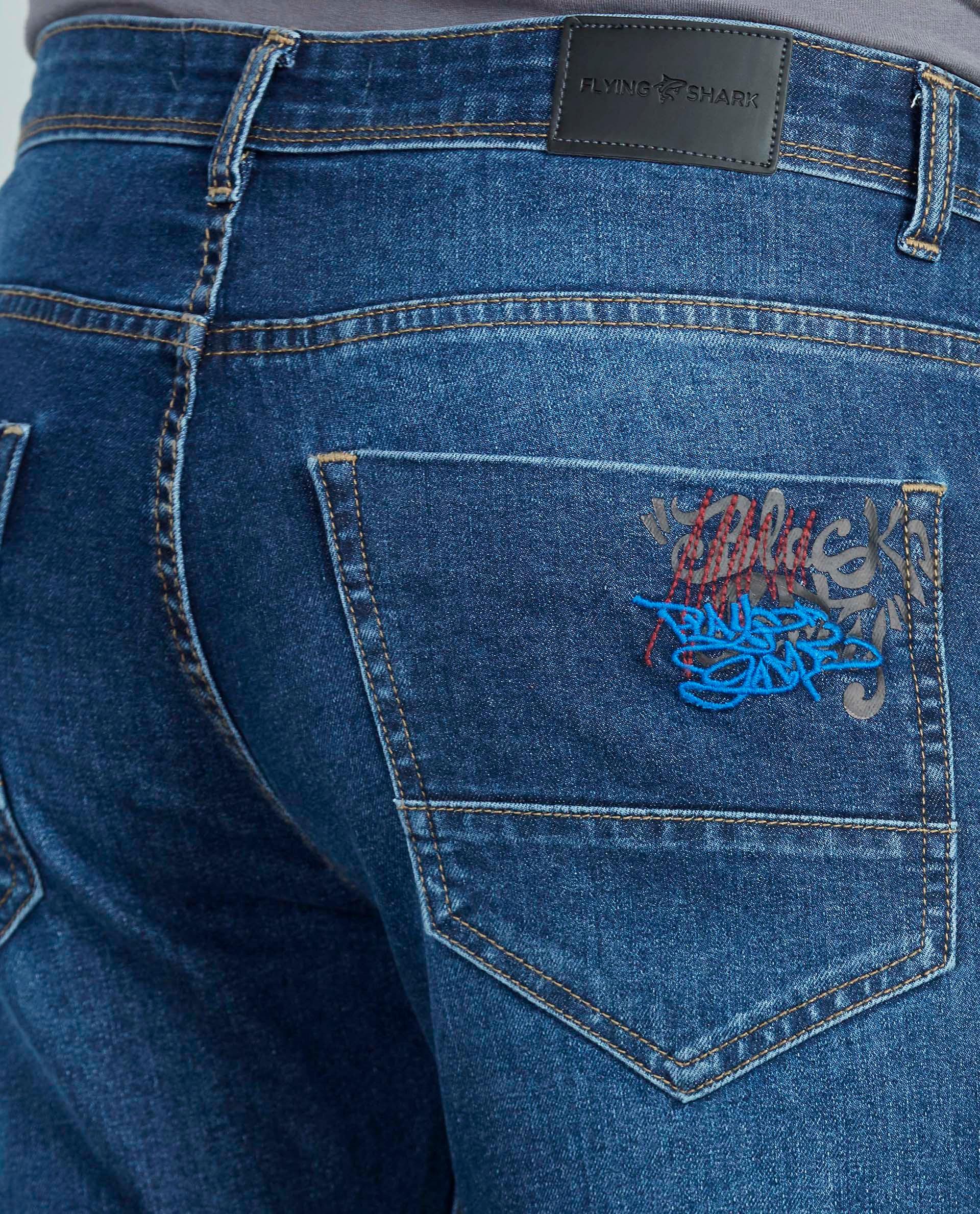 BLUE PATCHWORK SKINNY FIT JEANS