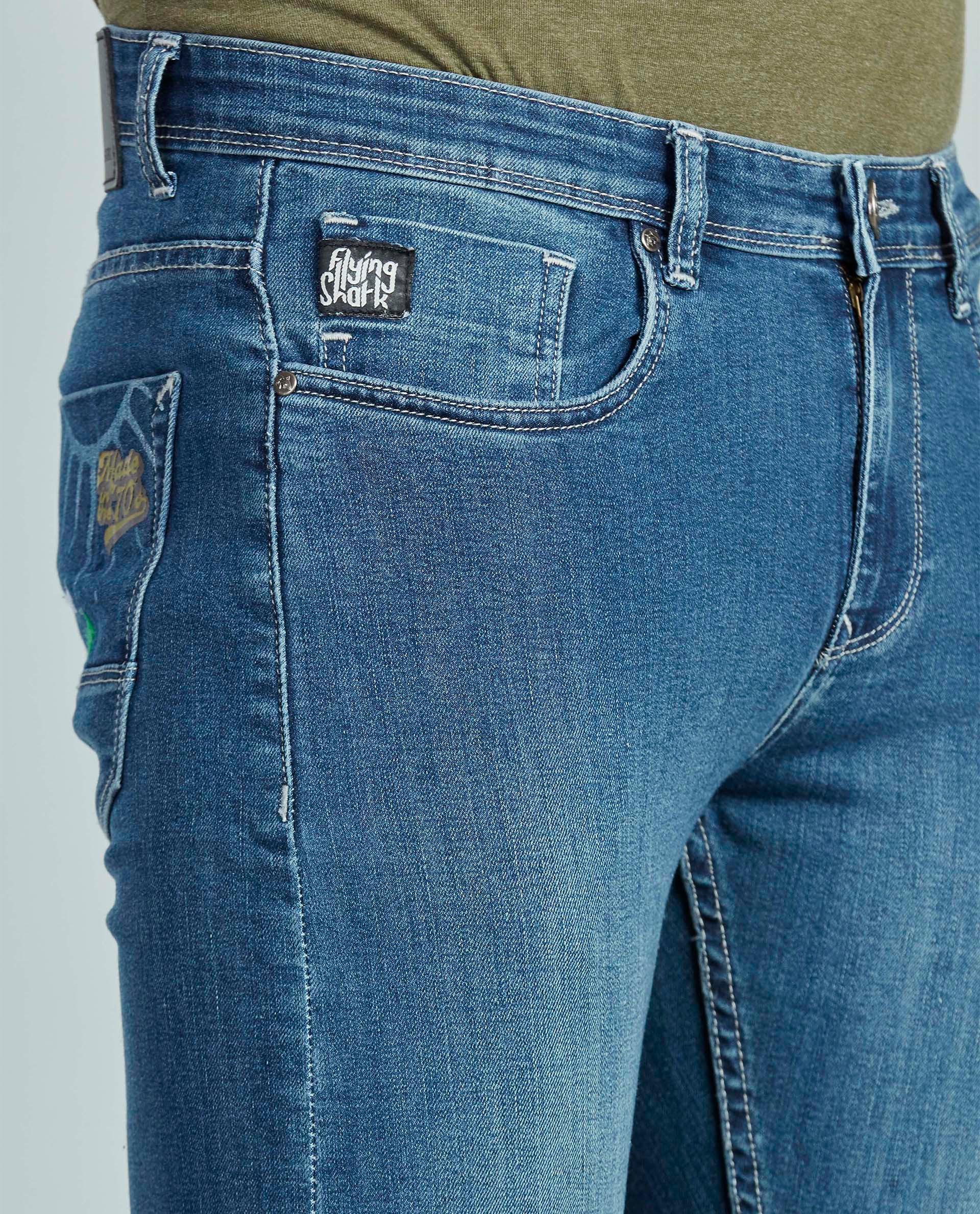 BLUE PATCHWORK SKINNY FIT JEANS