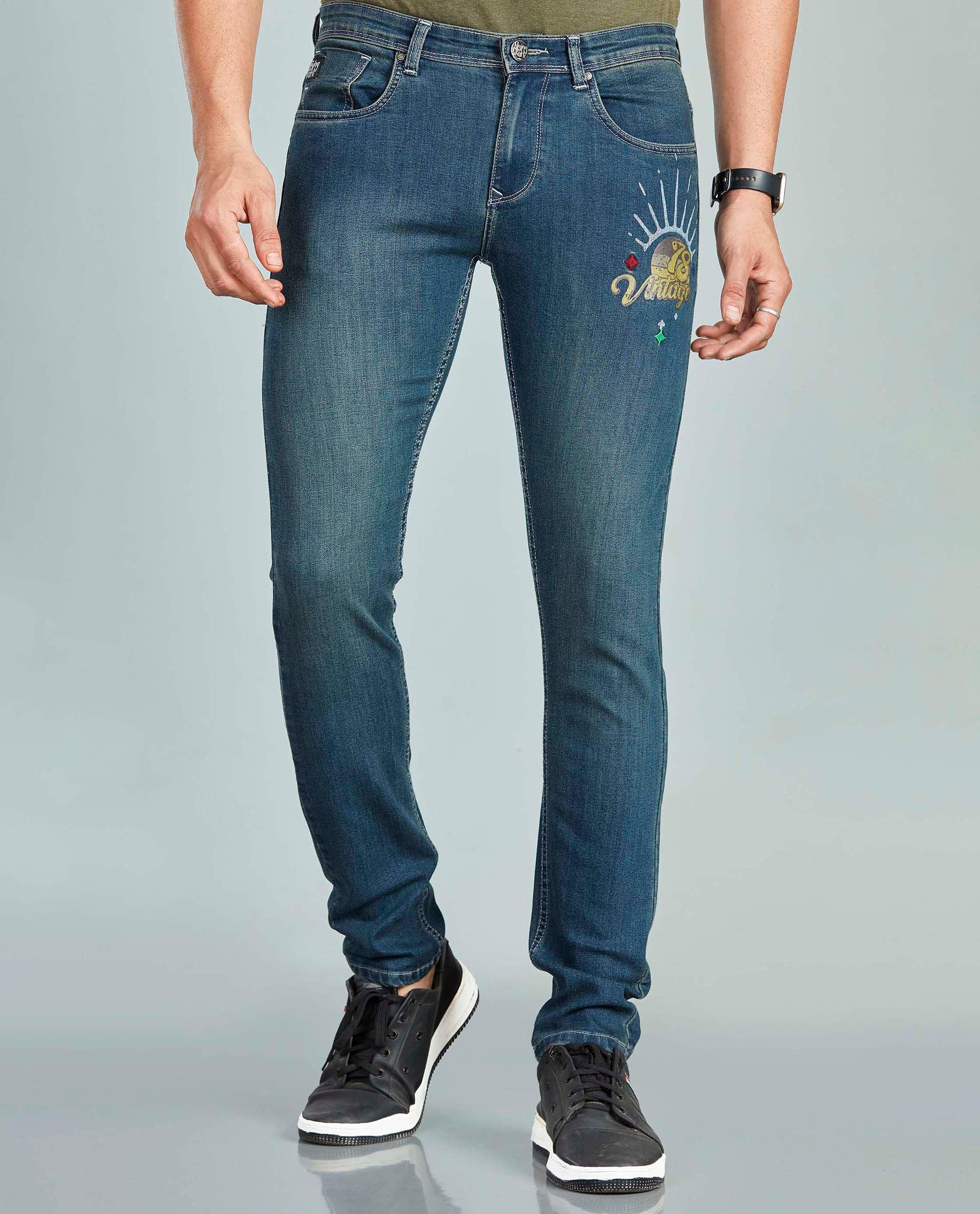 BLUE PATCHWORK SKINNY FIT JEANS