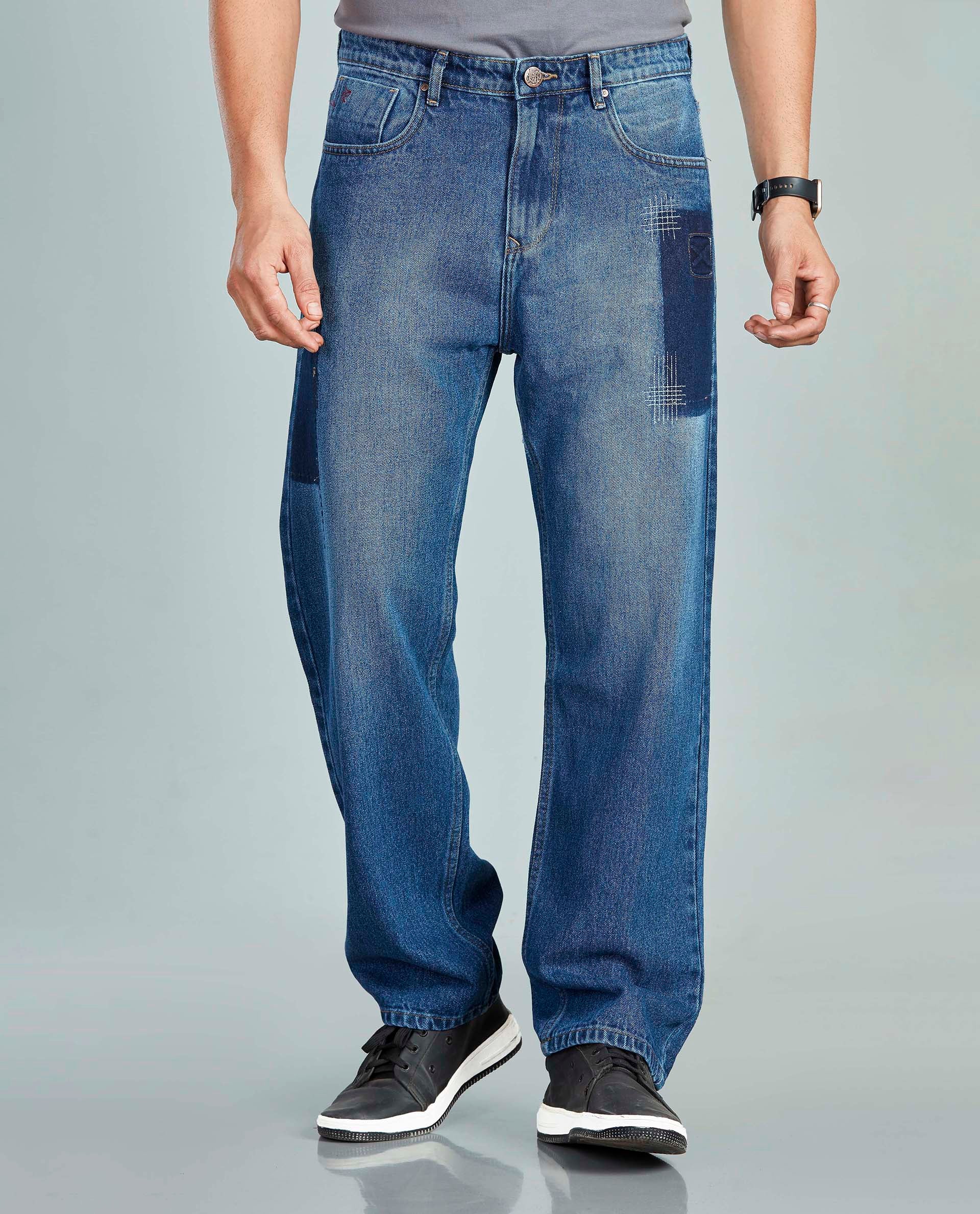 FS018 Medium Blue Loose Fit Jeans