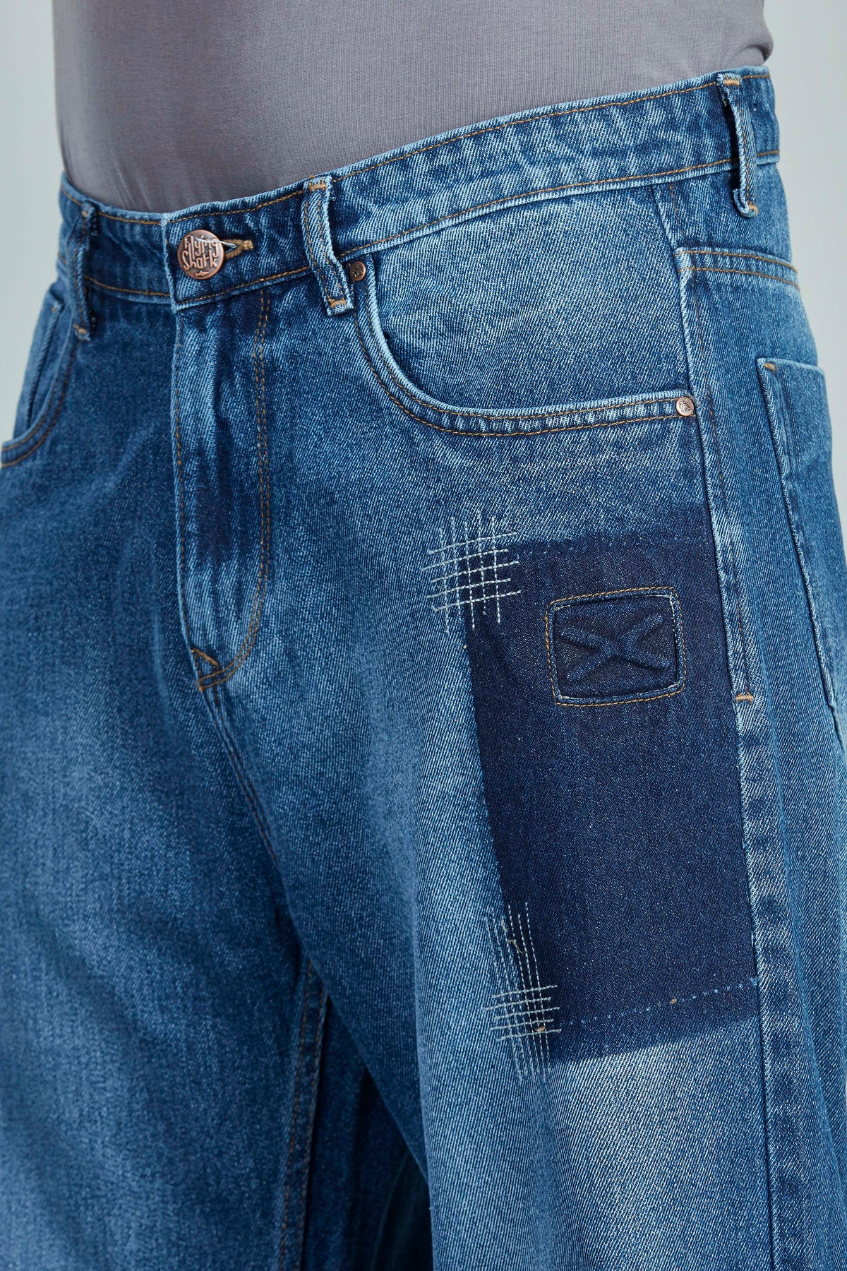FS018 Medium Blue Loose Fit Jeans