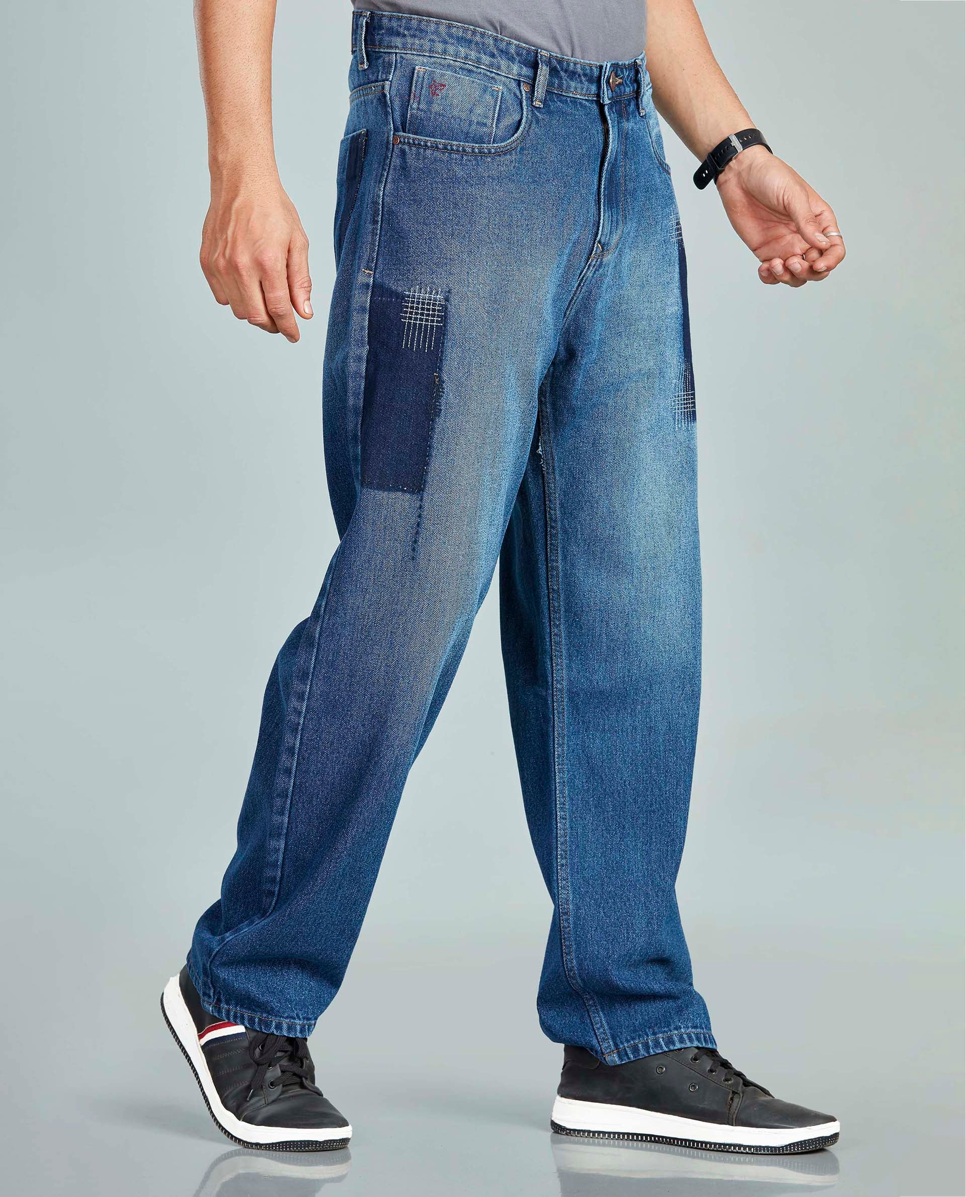 FS018 Medium Blue Loose Fit Jeans