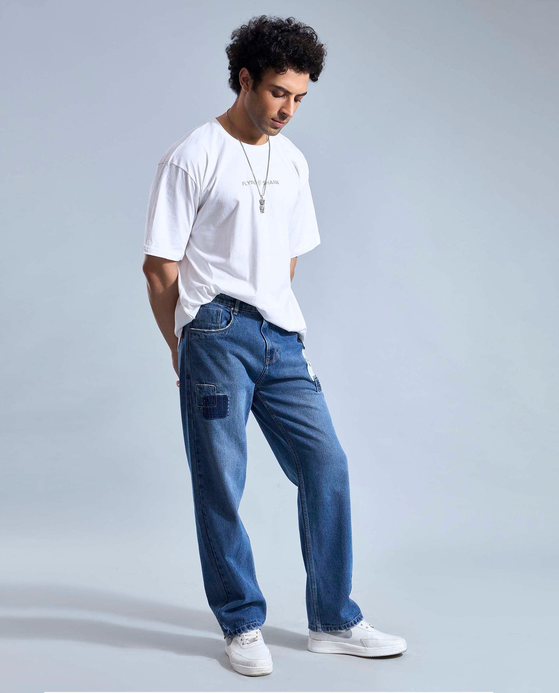 Light Blue Loose Fit Jeans FlyingShark