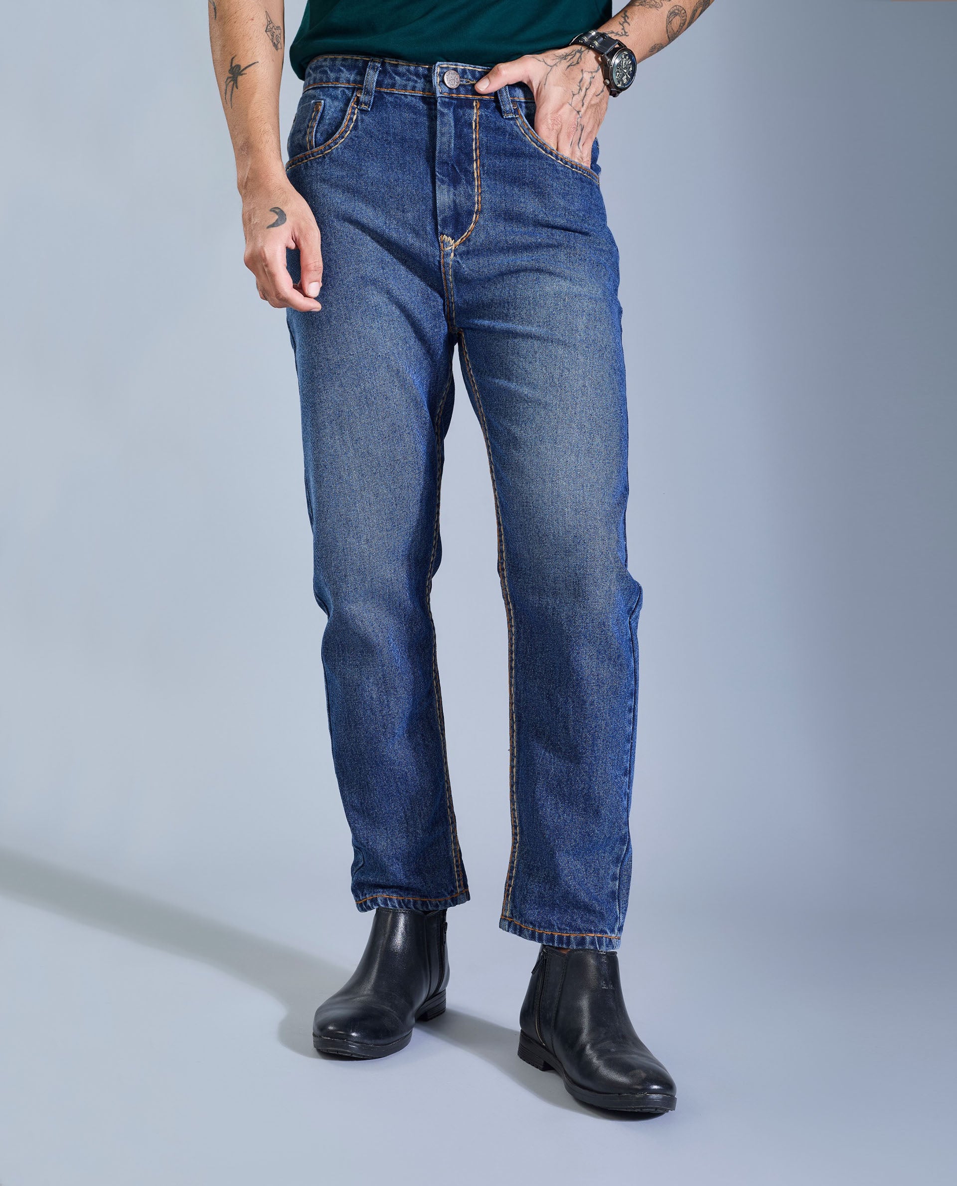 Men’s Contrast Stitching Denim Jeans