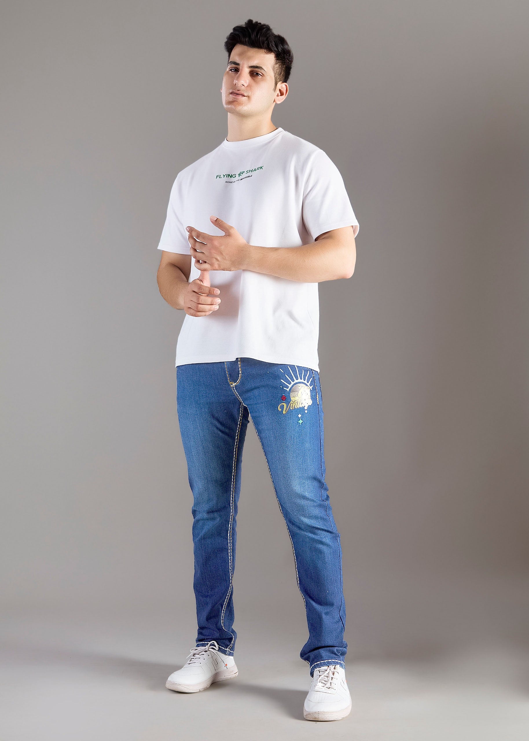 Men’s Deep Blue Vintage Graphic Denim