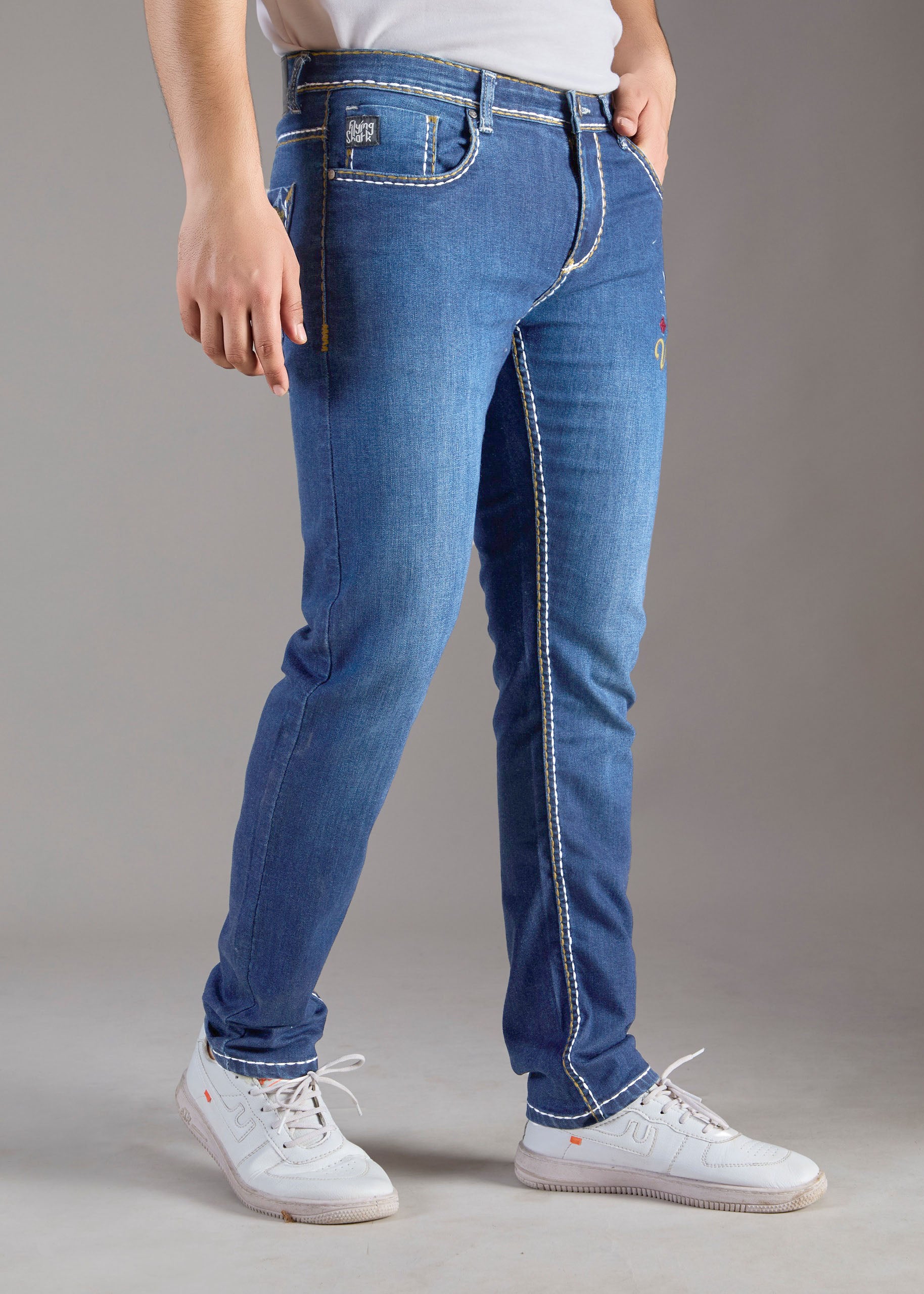 Men’s Deep Blue Vintage Graphic Denim