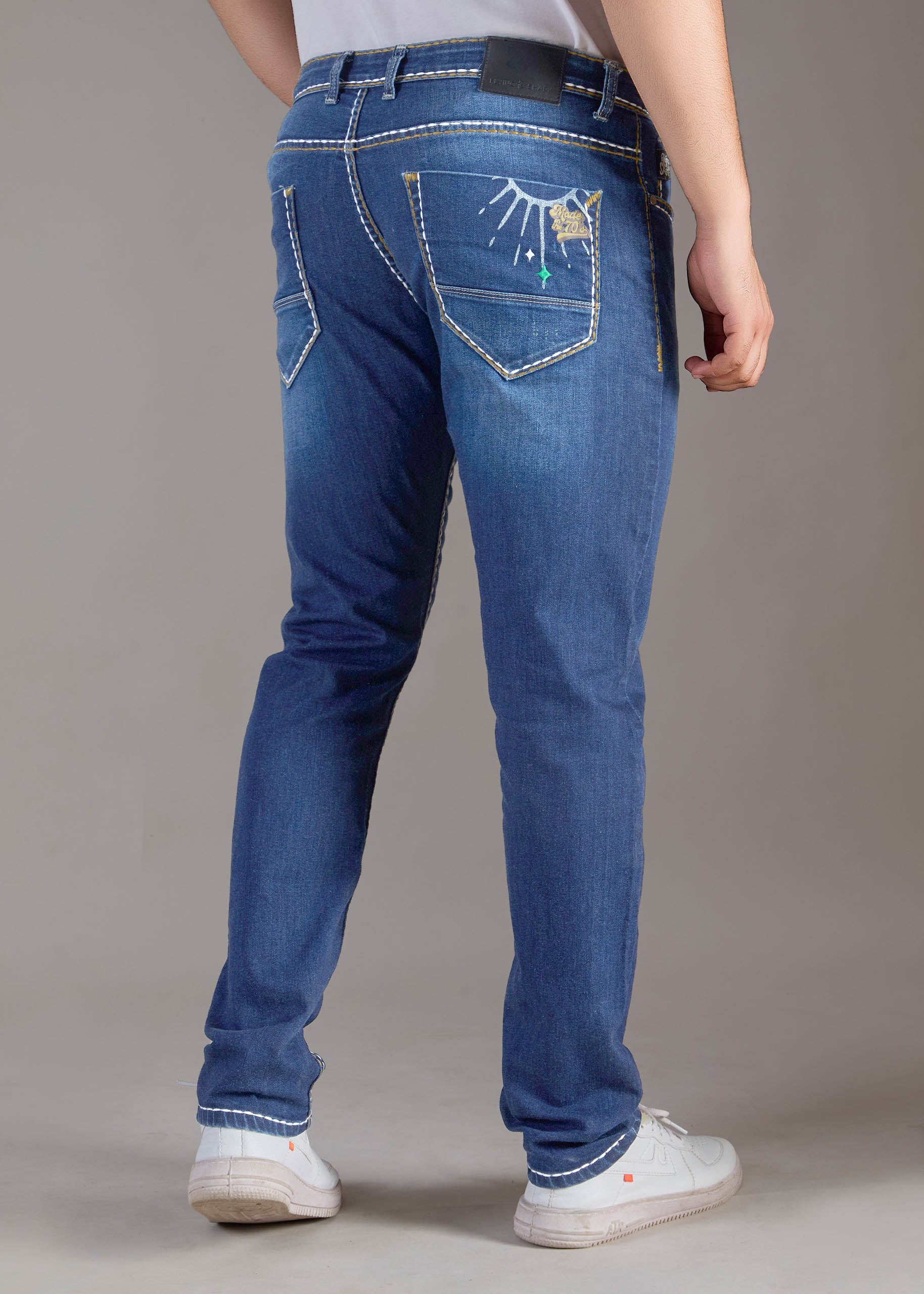 Men’s Deep Blue Vintage Graphic Denim