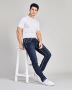 Men’s Dark Blue Saddle Stitch Jeans