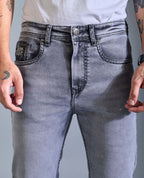 Men’s Saddle Stitch Grey Denim Jeans