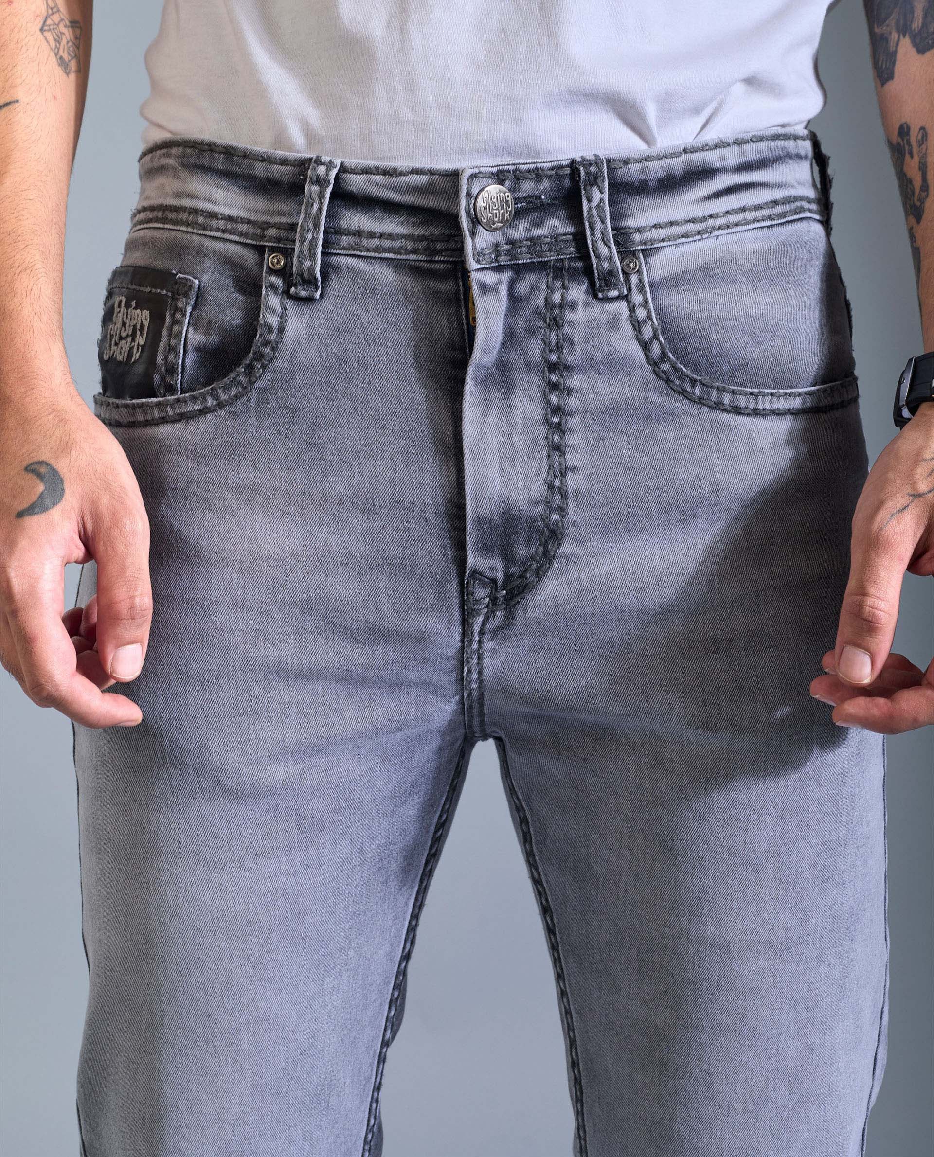 Men’s Saddle Stitch Grey Denim Jeans