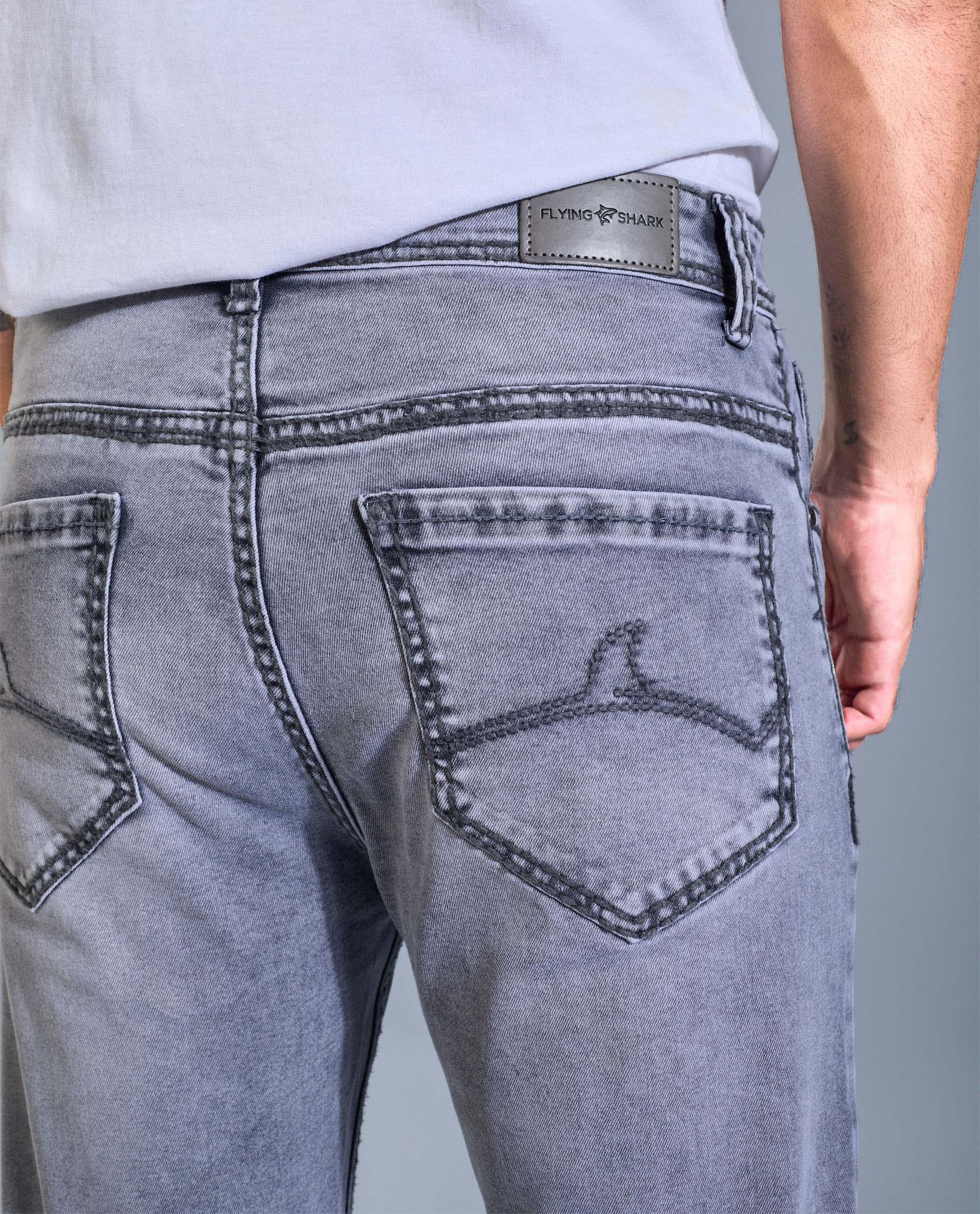 Men’s Saddle Stitch Grey Denim Jeans