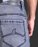 FS152 Flying Shark Men’s Saddle Stitch Grey Denim Jeans