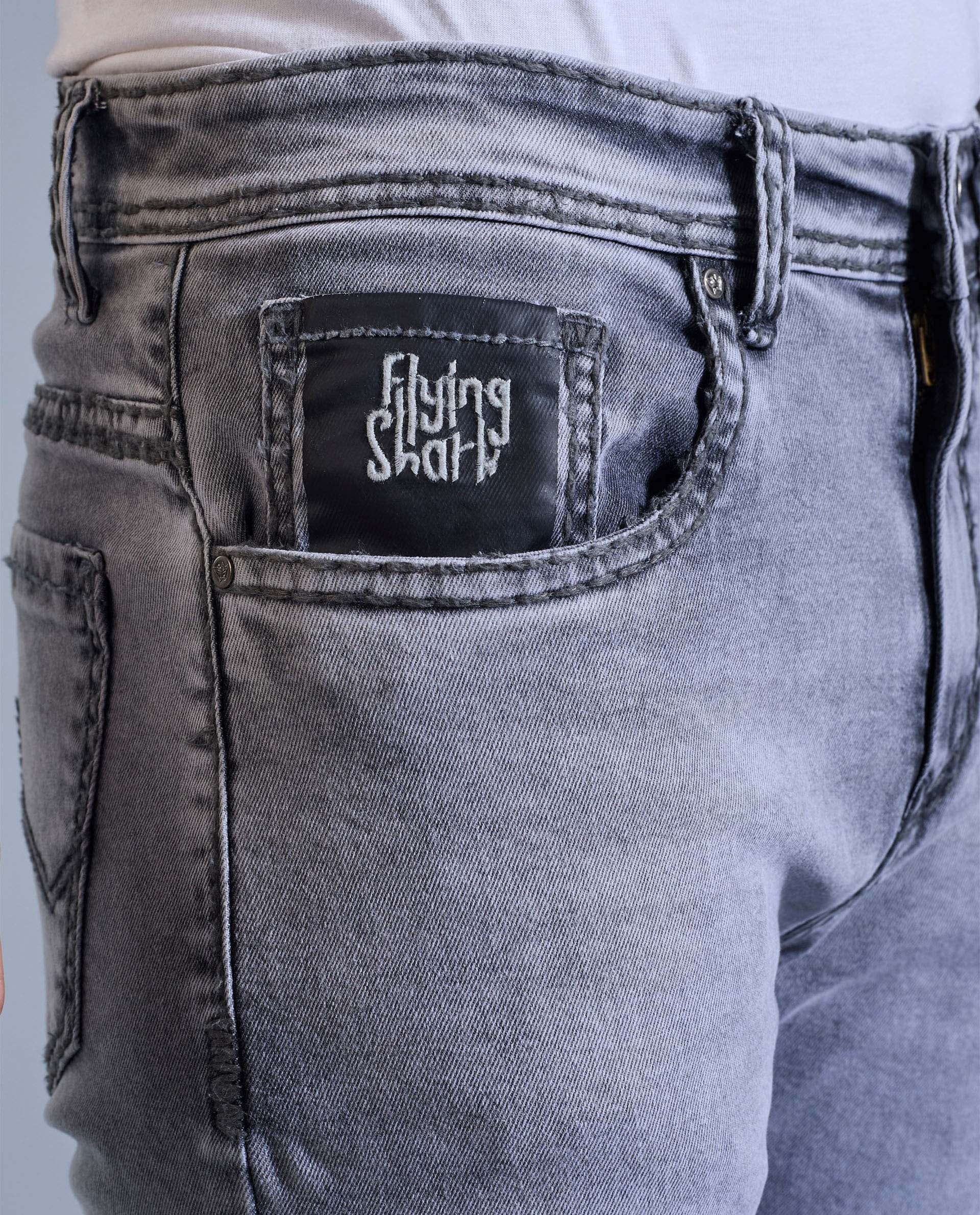 Men’s Saddle Stitch Grey Denim Jeans