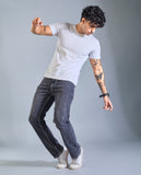 FS153 Flying Shark Men’s Saddle Stitch Denim Jeans – Graphite Grey Wash