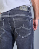 FS153 Flying Shark Men’s Saddle Stitch Denim Jeans – Graphite Grey Wash