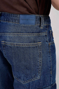 Loose Fit Denim Cargo Jeans – Medium Blue