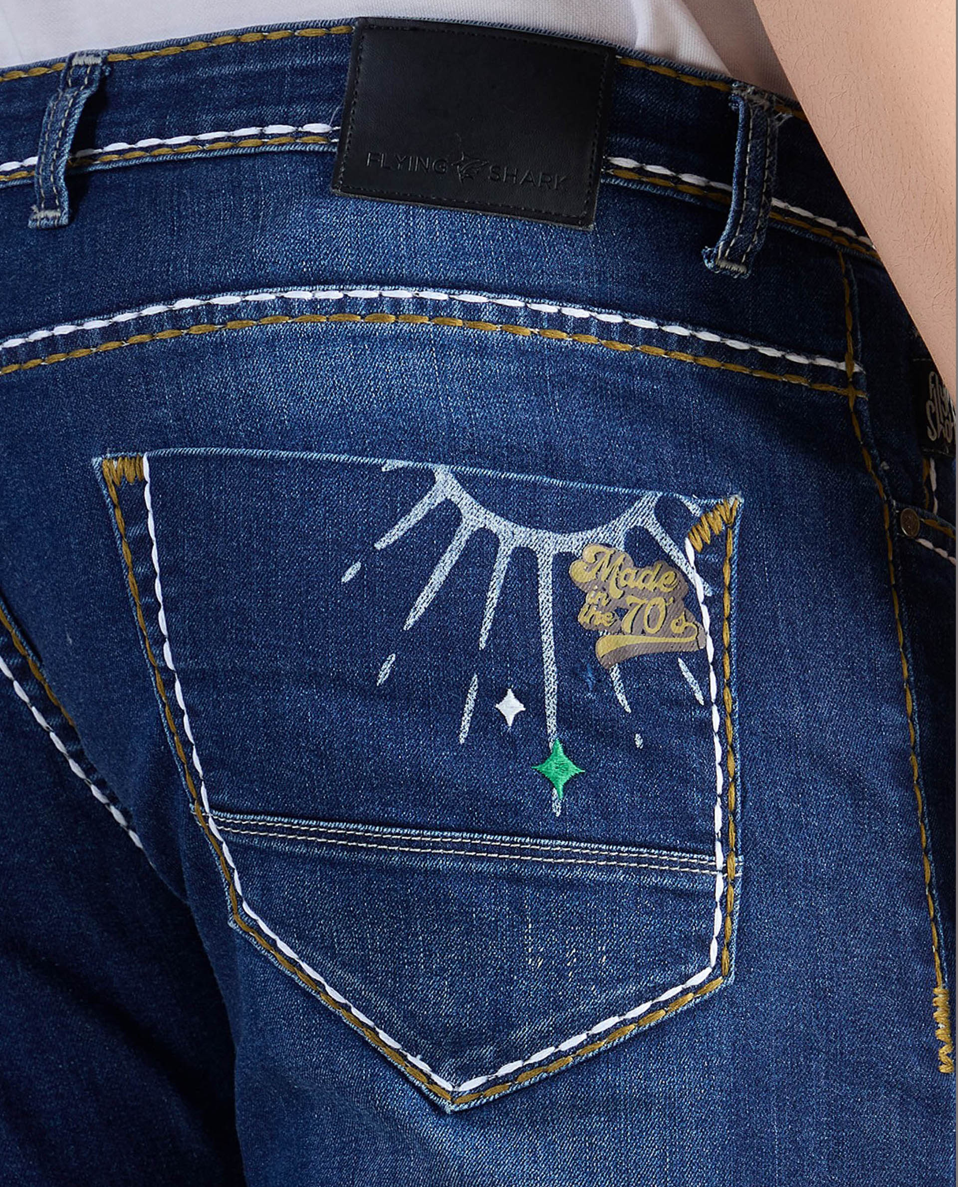 Men’s Deep Blue Vintage Graphic Denim