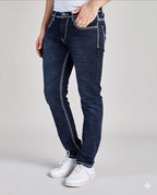 Men’s Dark Blue Saddle Stitch Jeans