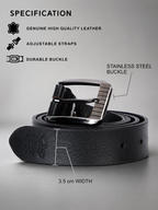 Men's Black Leather Belt Flying Shark