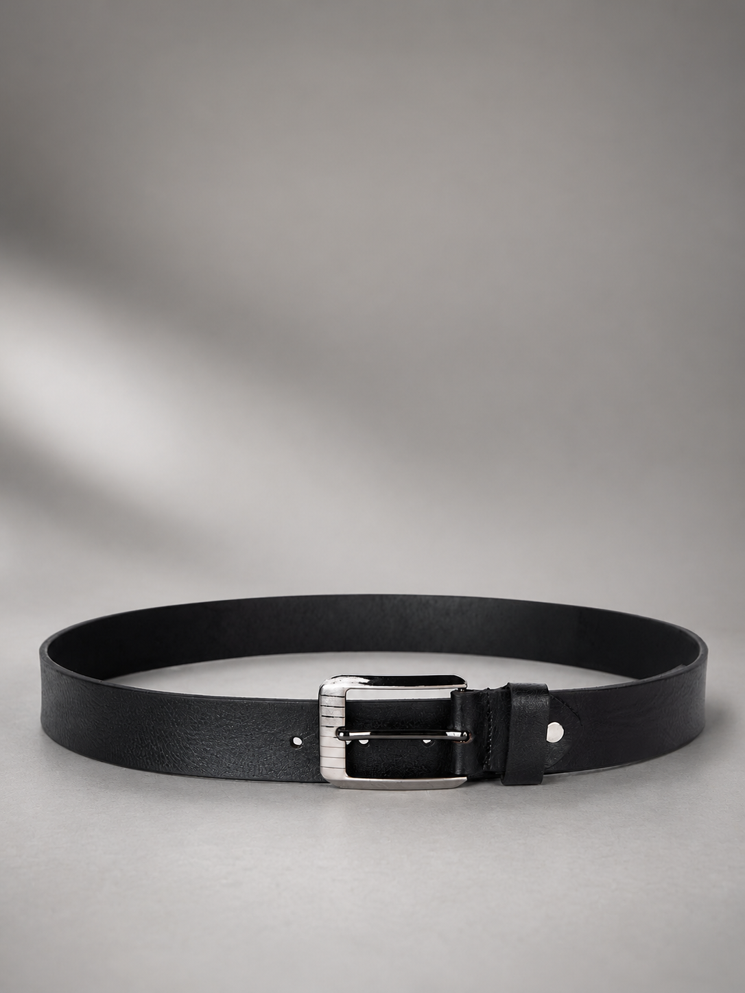Men's Black Leather Belt Flying Shark