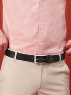 Men's Black Leather Belt Flying Shark