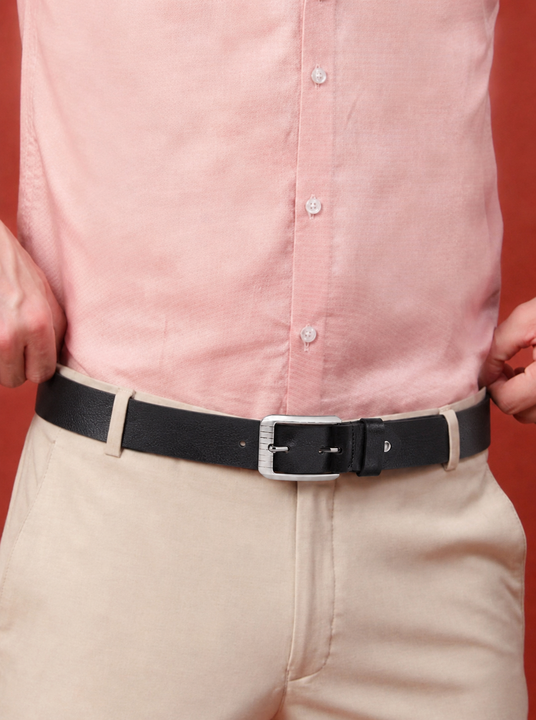 Men's Black Leather Belt Flying Shark