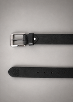 Men's Black Leather Belt Flying Shark