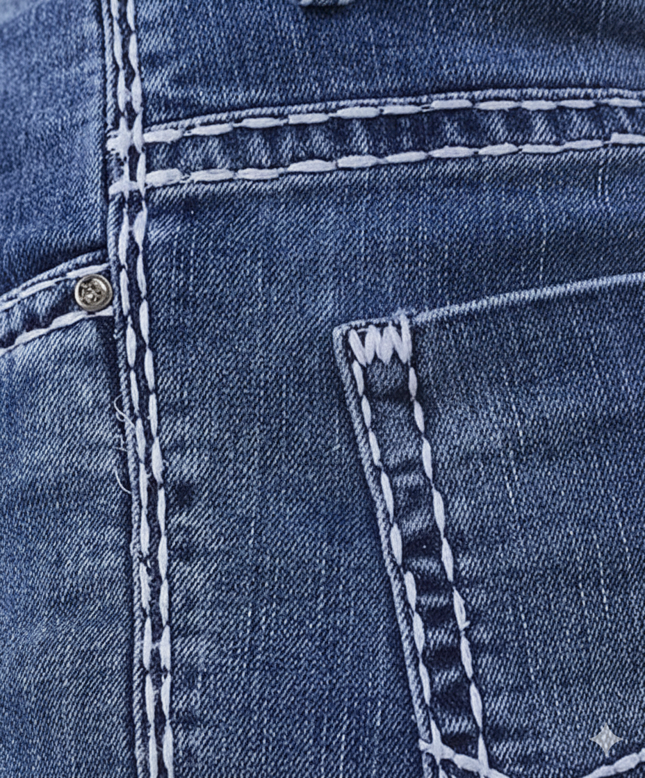 Saddle Stitch Classic Blue Denim Jeans