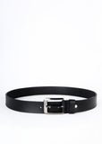 Flying Shark Men's Black Leather Belt with Metal Buckle
