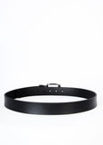 Flying Shark Men's Black Leather Belt with Metal Buckle