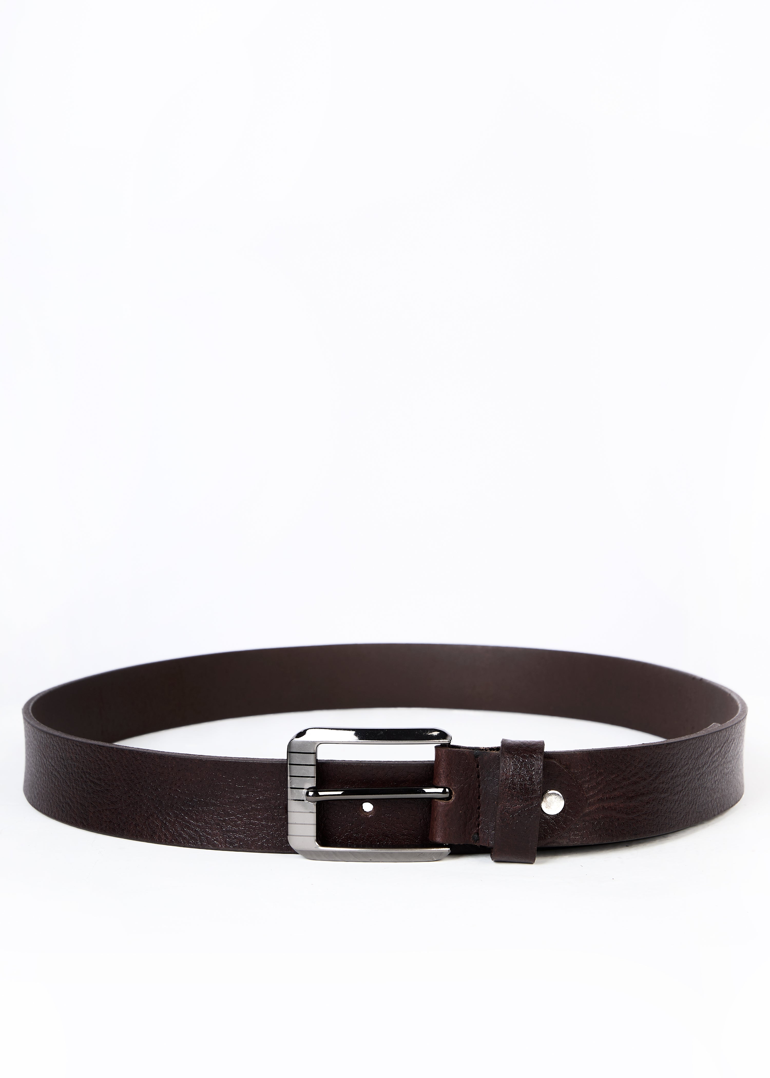 Flying Shark Men's Black Leather Belt with Metal Buckle