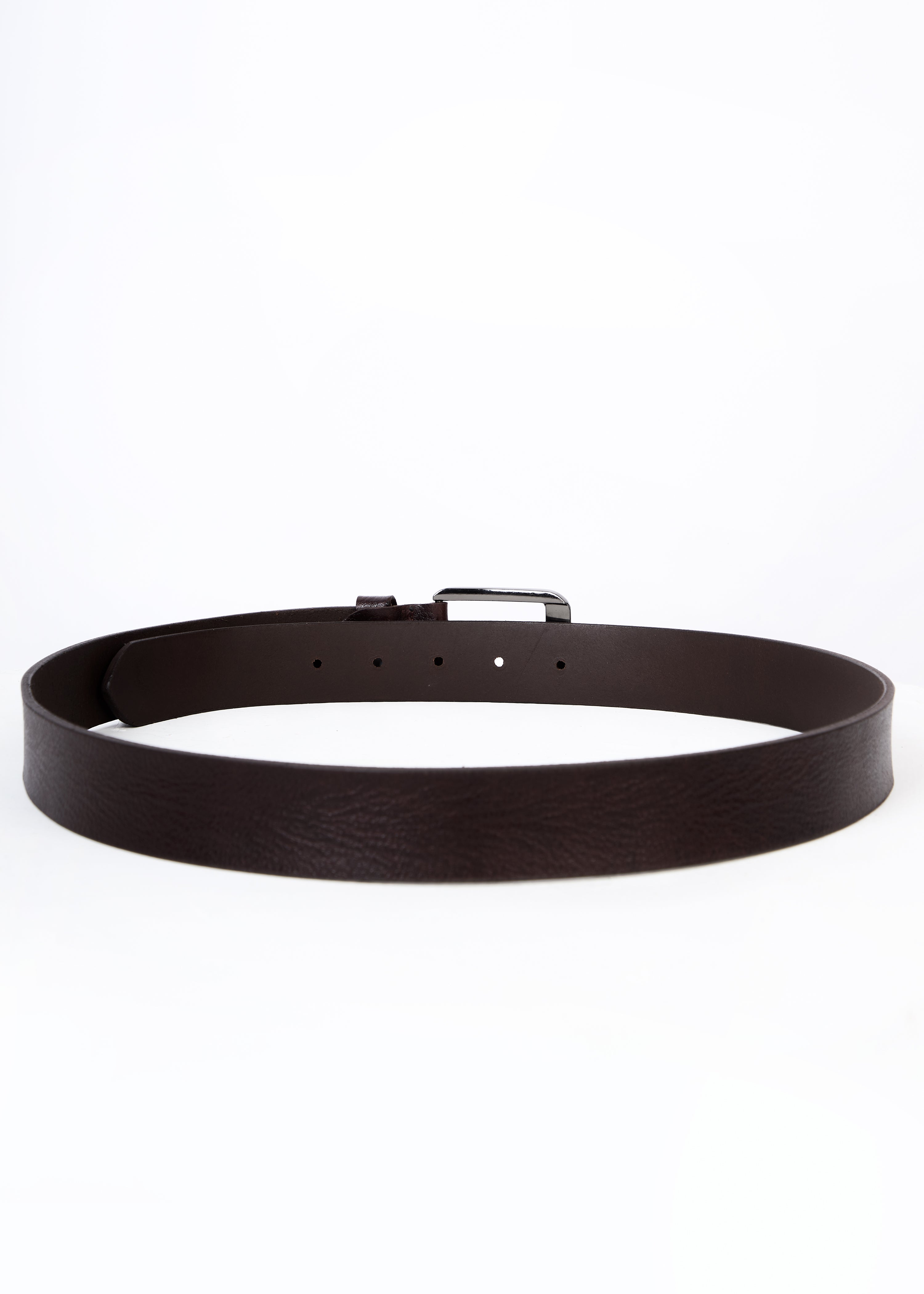 Flying Shark Men's Brown Leather Belt with Metal Buckle
