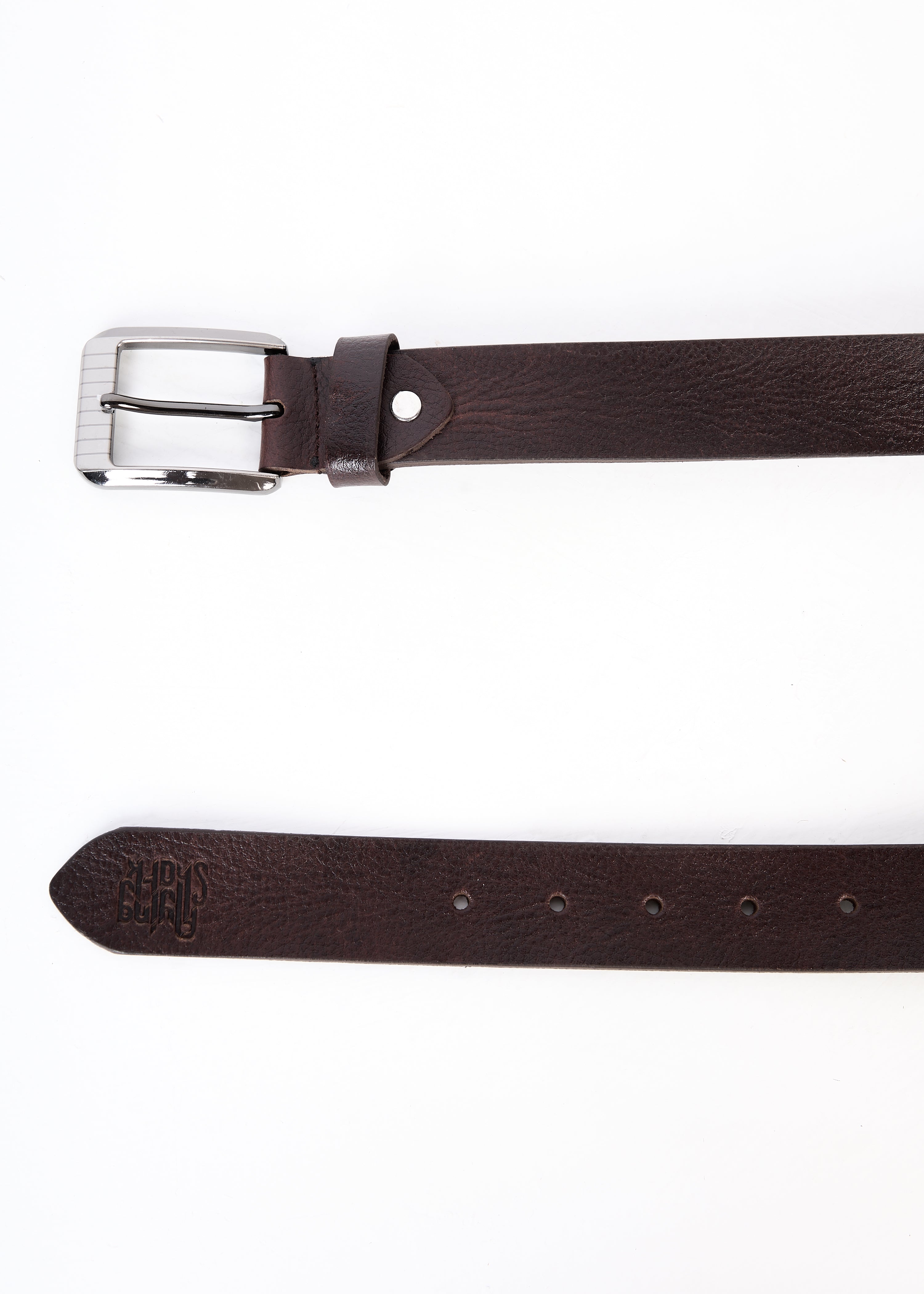Flying Shark Men's Brown Leather Belt with Metal Buckle