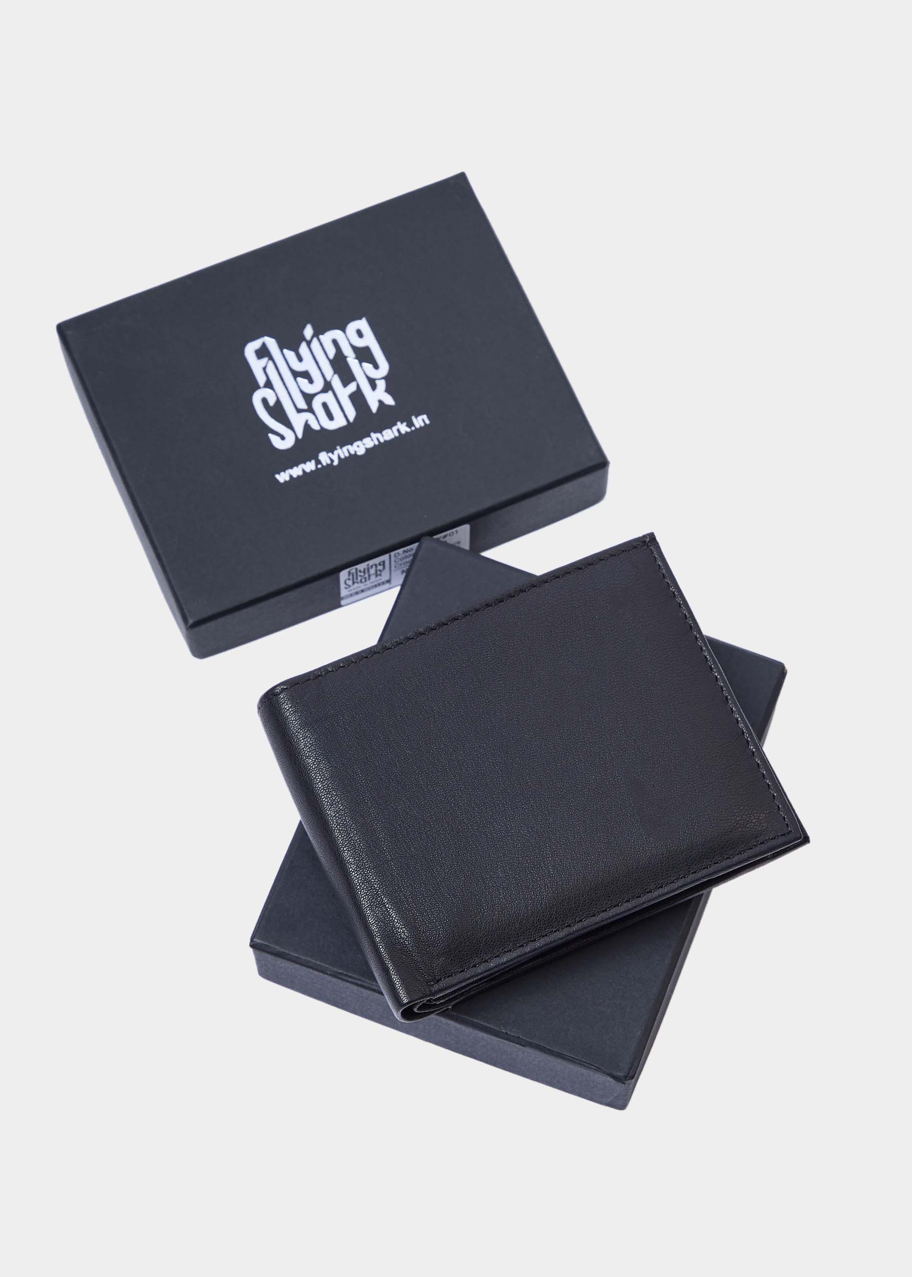 Plain matte Jet Black Leather Wallet