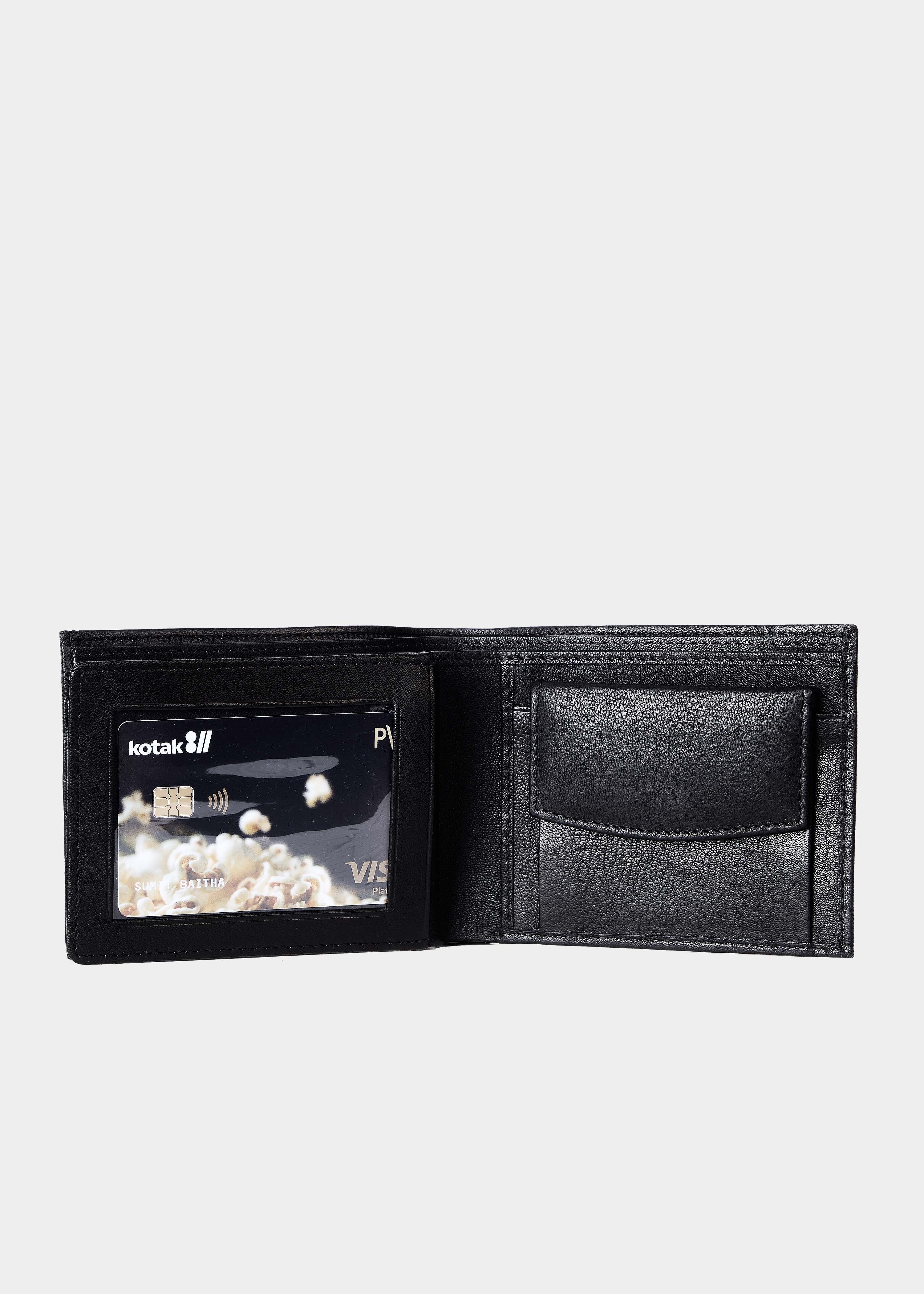 Plain matte Jet Black Leather Wallet